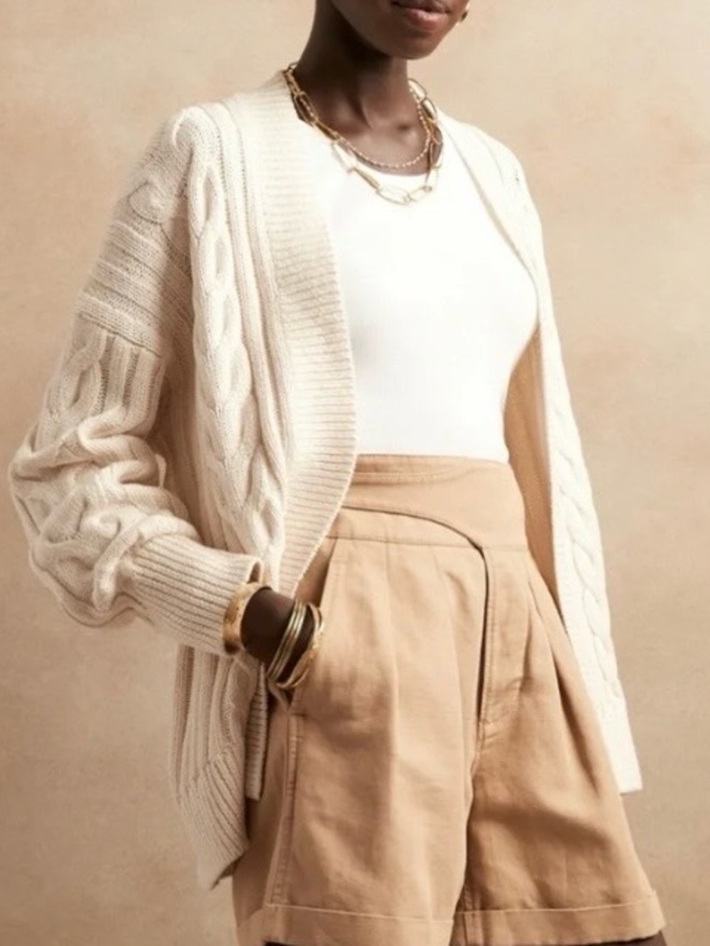 Banana Republic | Ivory Chunky Cable Knit Cardigan | Size XL